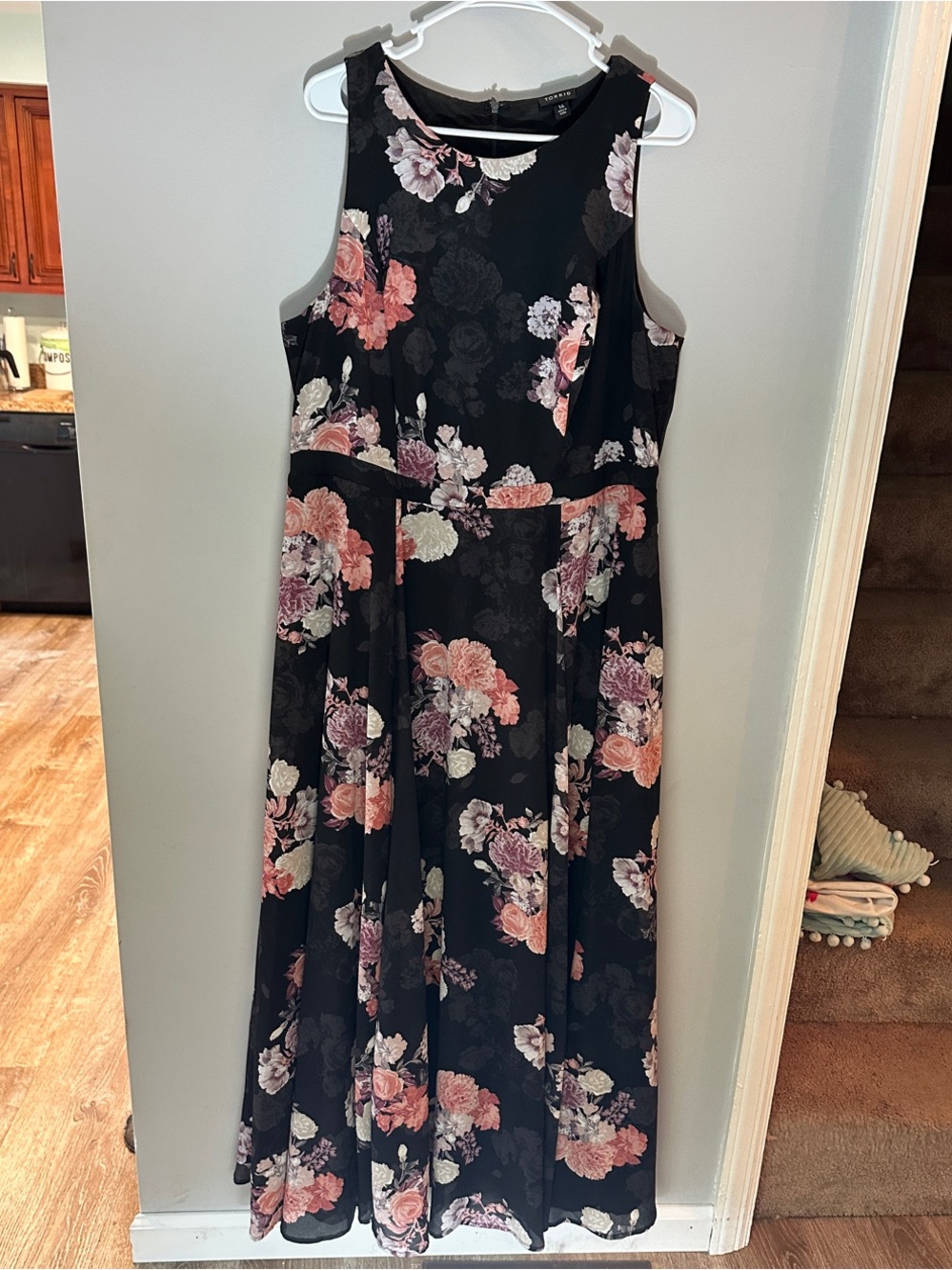 torrid Black Maxi Dress with Pink & Cream Floral Print